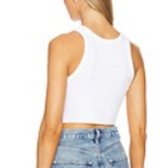 AGOLDE BAILEY White Cropped Ribbed Racer Back Tank Top Minimalist SZ MEDIUM - Picture 5 of 10